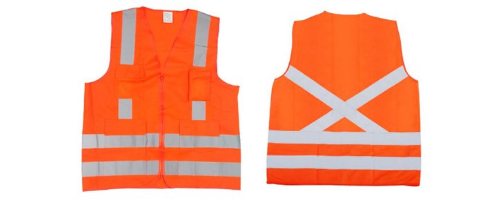 Colete refletivo 4 bolsos laranja