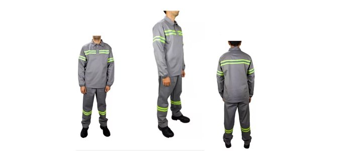 Conjunto Brim Camisa E Calça Com Faixa Refletiva Segurança