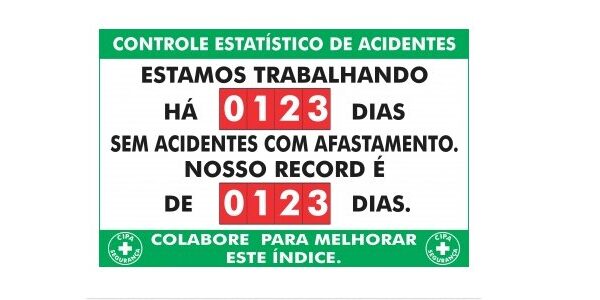 PLACA CONTROLE ESTATÍSTICO DE ACIDENTES CIPA
