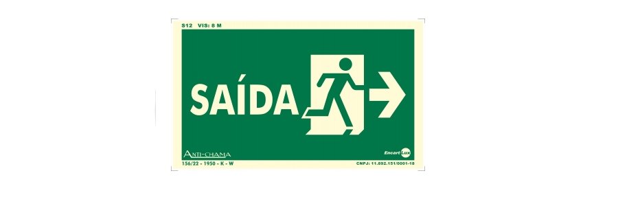 PLACA PVC FOTOLUMINESCENTE SAÍDA DE EMERGÊNCIA DIREITA